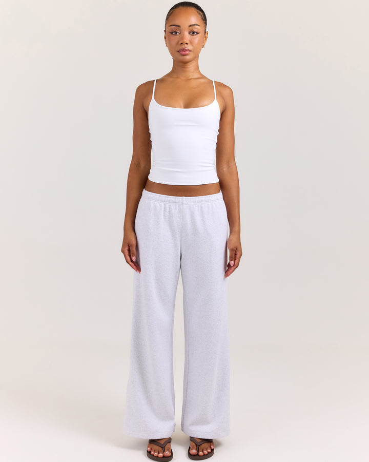 Terry Towelling Wide Leg Pants - Grey