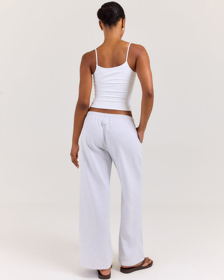 Terry Towelling Wide Leg Pants - Grey
