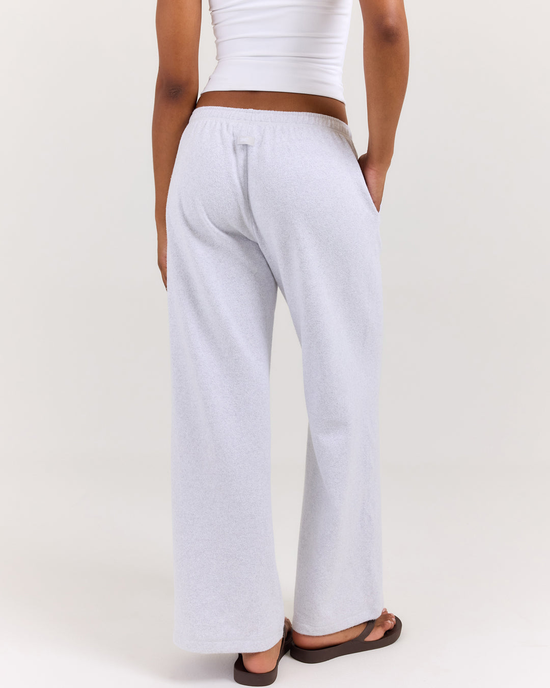 Terry Towelling Wide Leg Pants - Grey