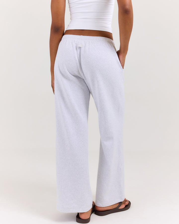 Terry Towelling Wide Leg Pants - Grey