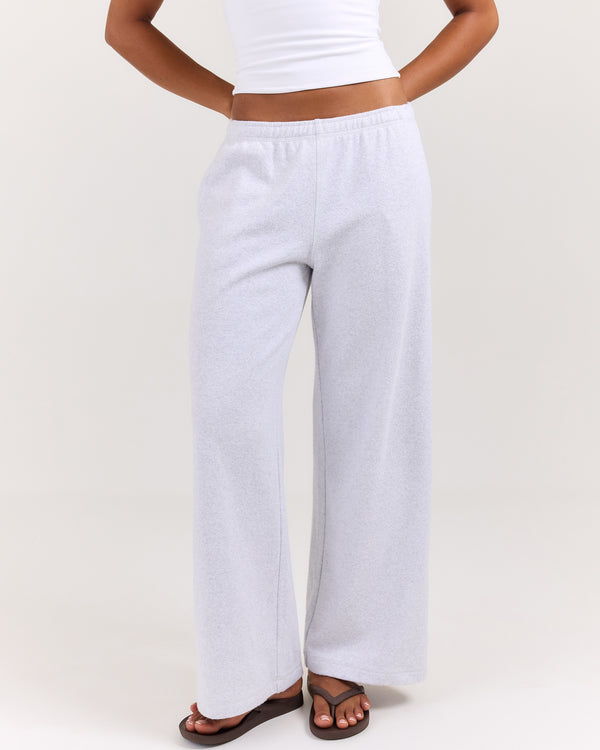 Terry Towelling Wide Leg Pants - Grey