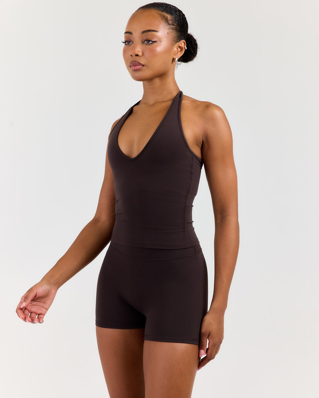 Luna Halter Tank - Coffee Bean