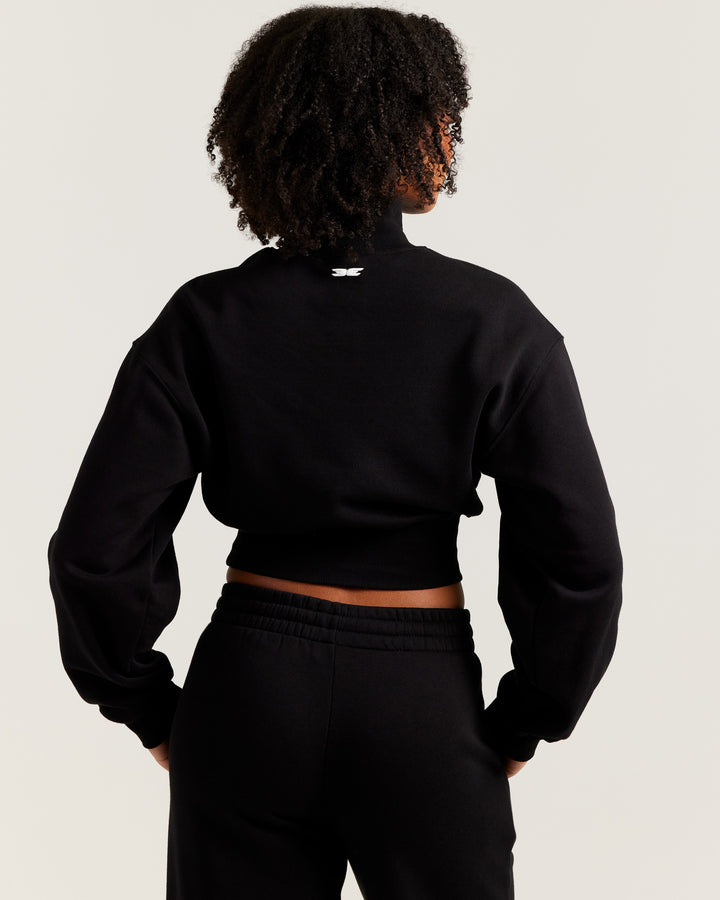 Omni Cropped Mock Neck - Black