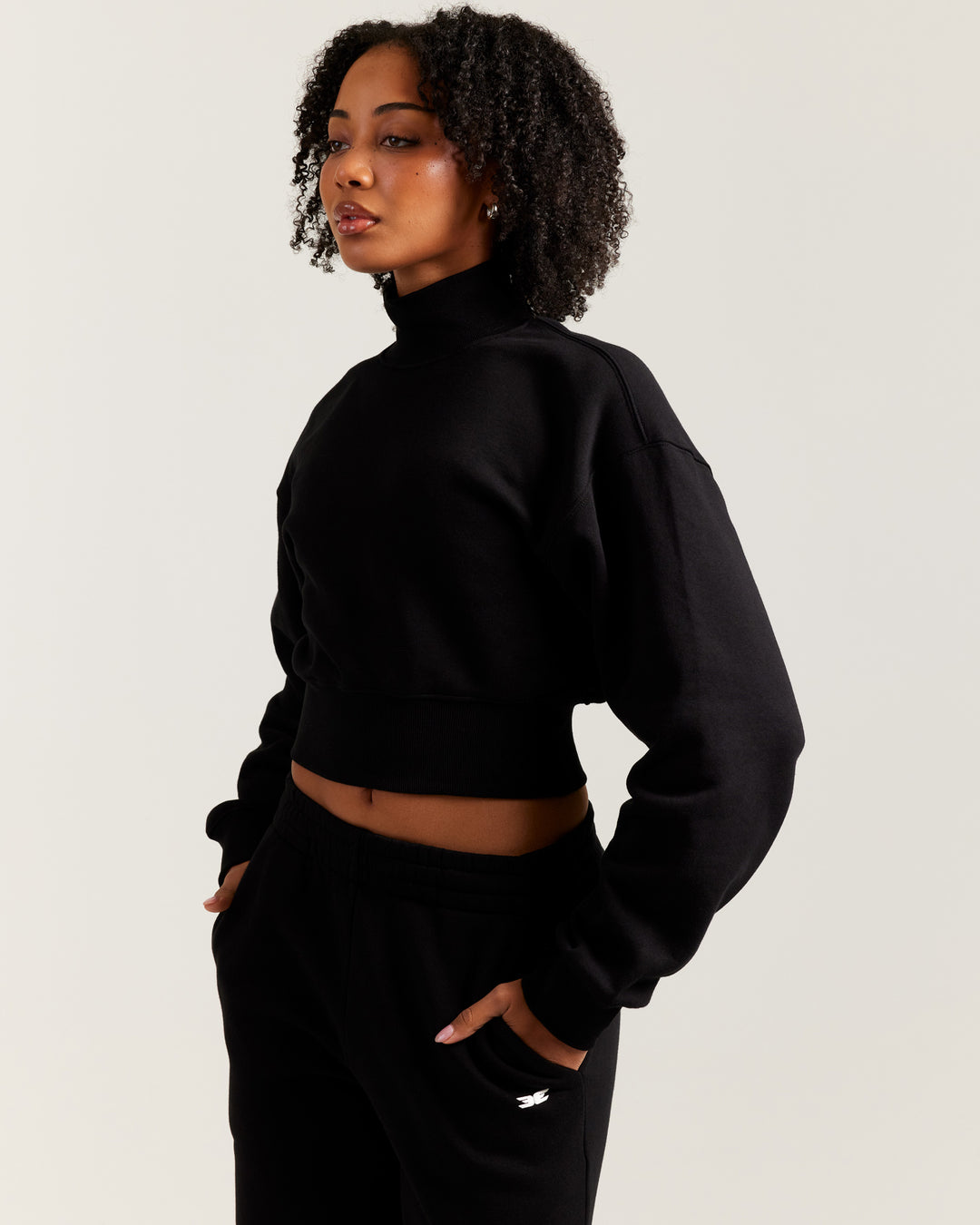 Omni Cropped Mock Neck - Black