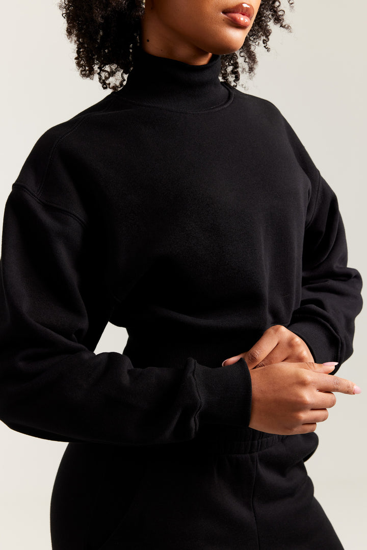 Omni Cropped Mock Neck - Black
