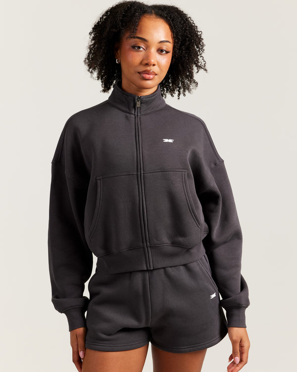 Omni Relaxed Zip Through - Charcoal