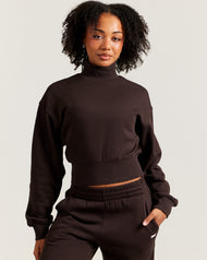 Omni Cropped Mock Neck - Coffee Bean
