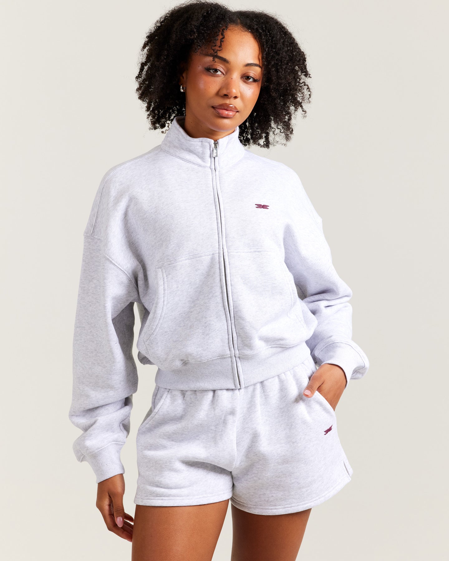Omni Relaxed Zip Through - Grey Marle/Cherry Cola – Elite Eleven