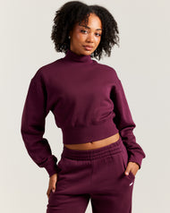 Omni Cropped Mock Neck - Cherry Cola