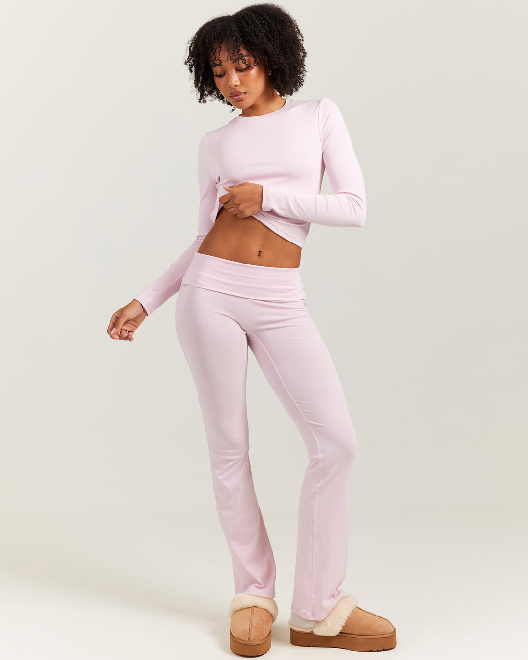 EE Lounge Fold Over Flares - Baby Pink