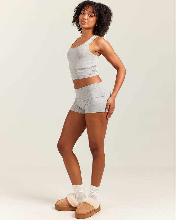 EE Lounge Fold Over Shorts - Heather Grey