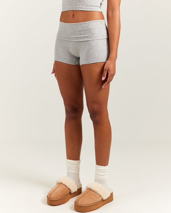 EE Lounge Fold Over Shorts - Heather Grey