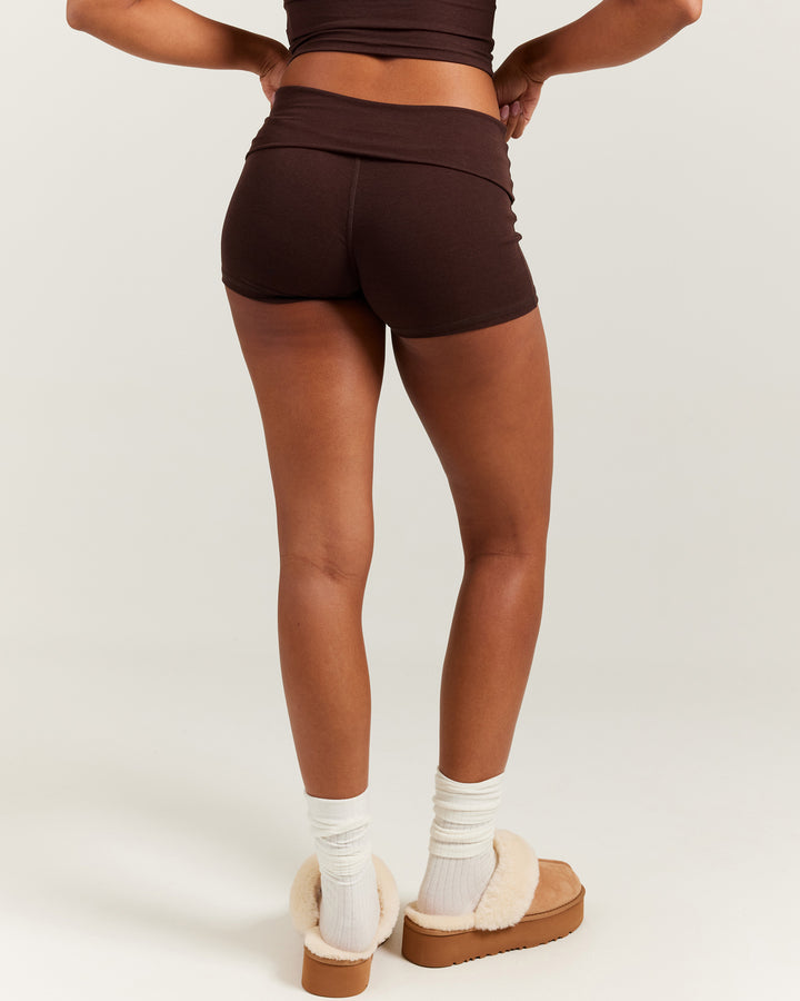 EE Lounge Fold Over Shorts - Espresso