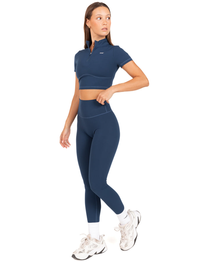 Auraluxe Crop Tee - Navy