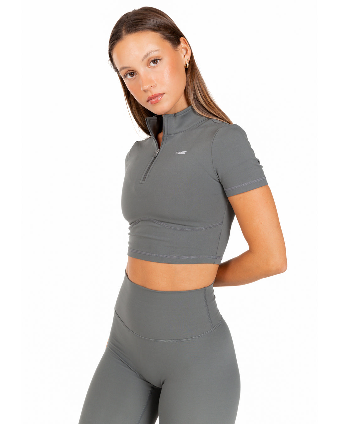 Auraluxe Crop Tee - Cloud Grey