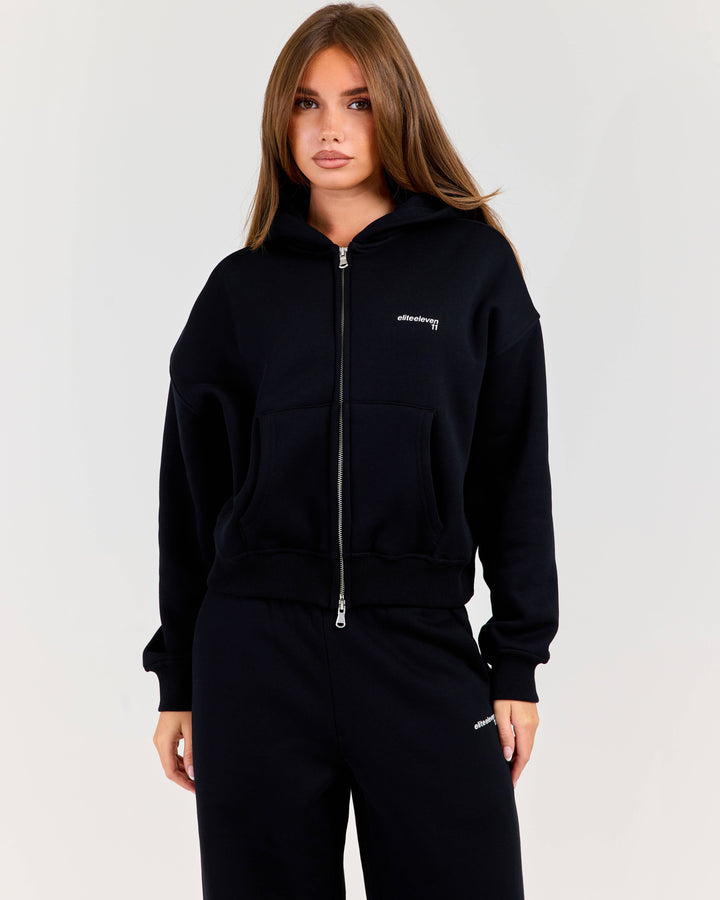 Cloudweave Zip Through Hoodie - Black