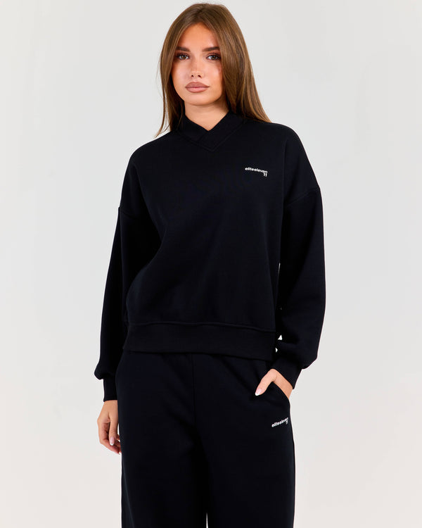 Cloudweave Relaxed V Neck - Black