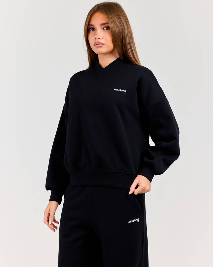 Cloudweave Relaxed V Neck - Black