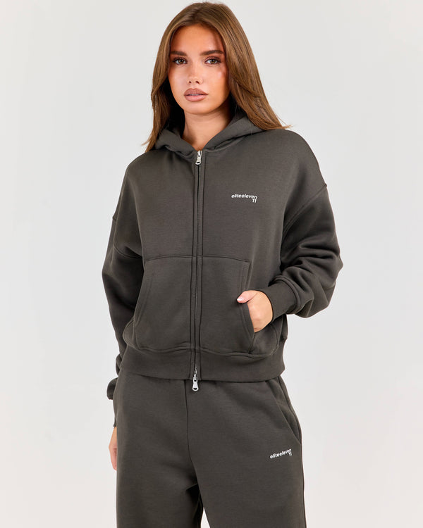 Cloudweave Zip Through Hoodie - Dark Olive