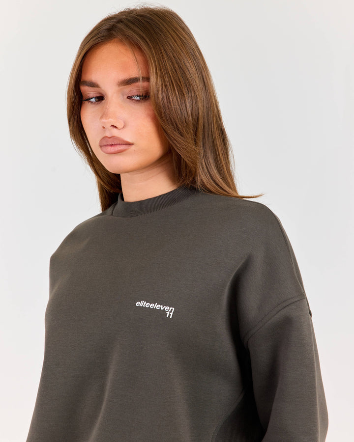 Cloudweave Relaxed Crewneck - Dark Olive