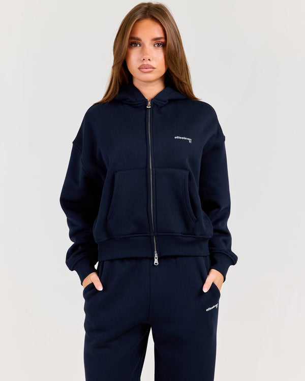 Cloudweave Zip Through Hoodie - Navy