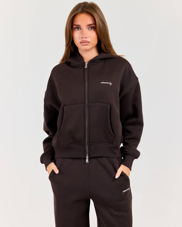 Cloudweave Zip Through Hoodie - Coffee Bean