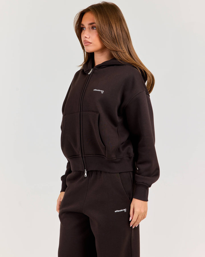 Cloudweave Zip Through Hoodie - Coffee Bean