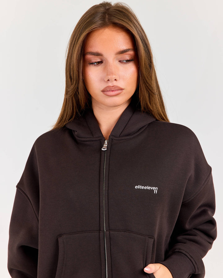 Cloudweave Zip Through Hoodie - Coffee Bean