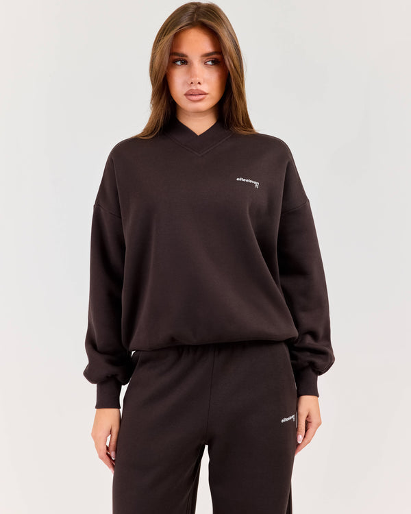 Cloudweave Relaxed V Neck - Coffee Bean