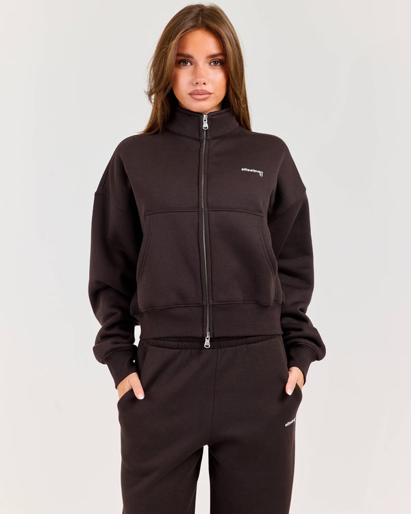 Cloudweave Relaxed Zip Through - Coffee Bean