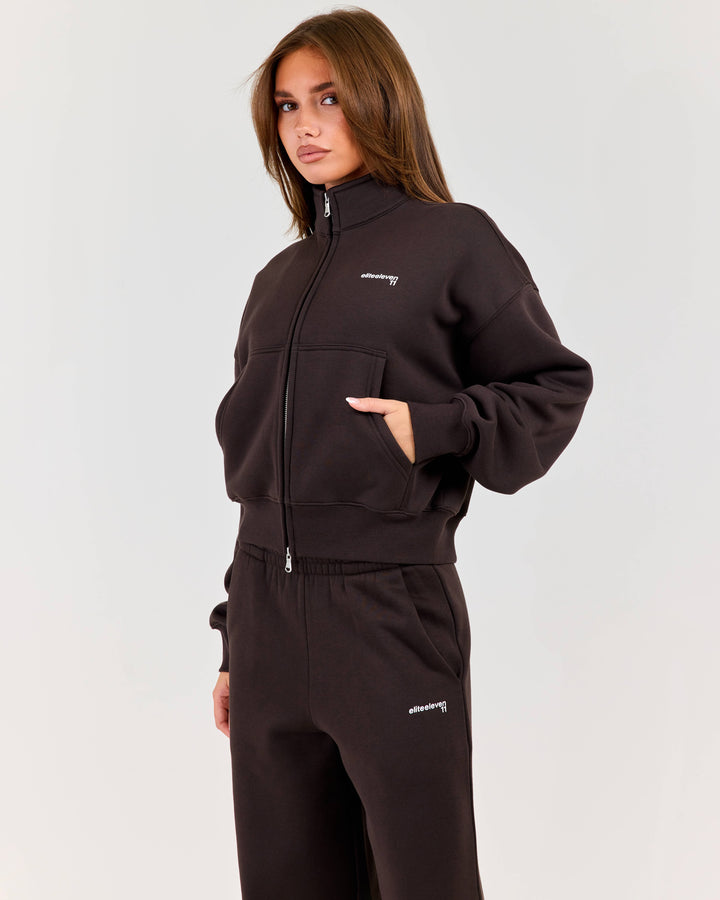 Cloudweave Relaxed Zip Through - Coffee Bean