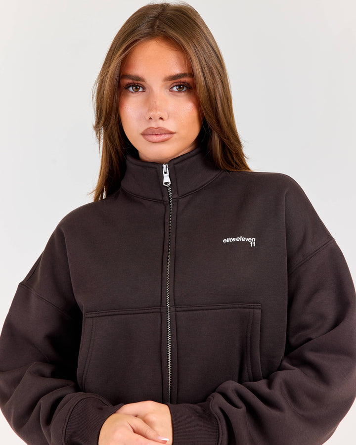 Cloudweave Relaxed Zip Through - Coffee Bean