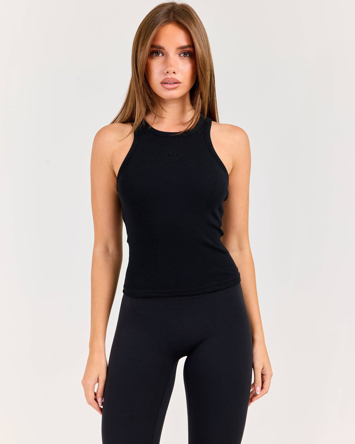 Built in Ribbed Tank - Black