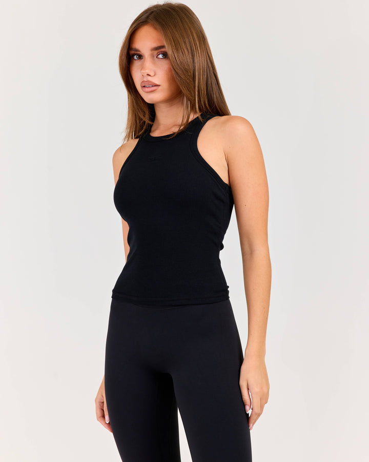 Built in Ribbed Tank - Black