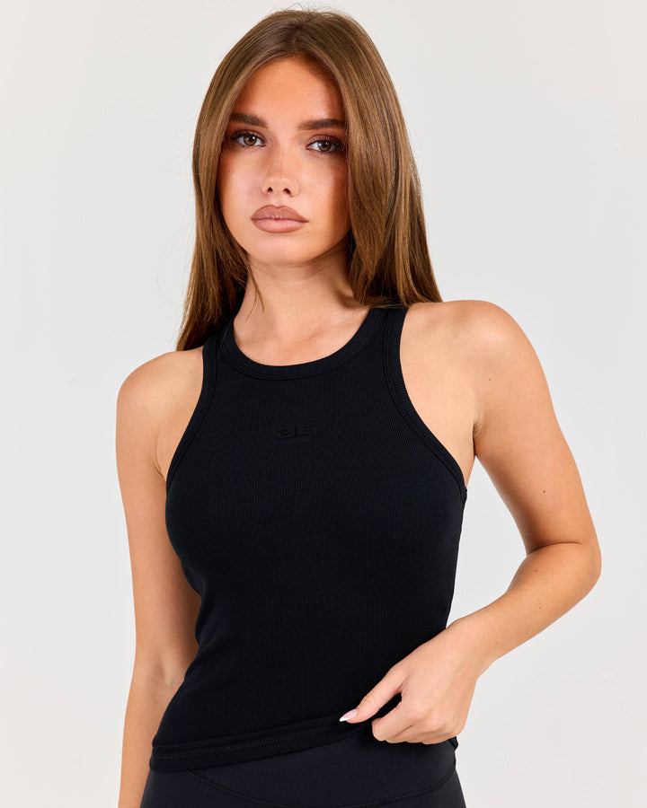 Built in Ribbed Tank - Black