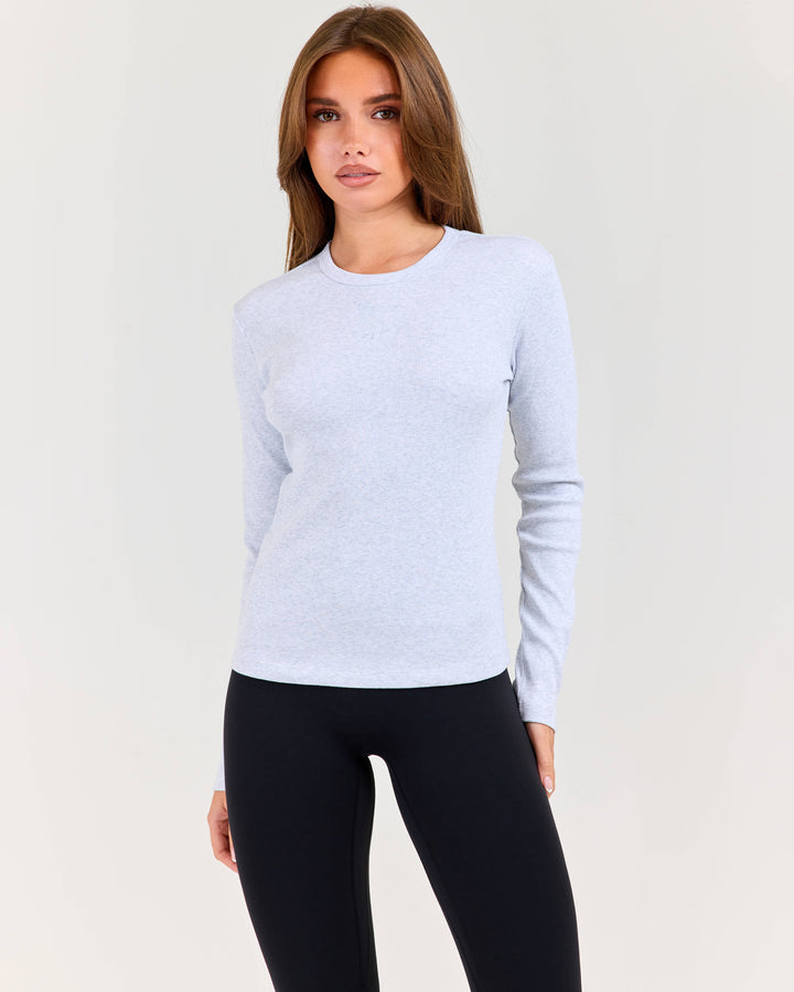 Ribbed Long Sleeve - Grey Marle