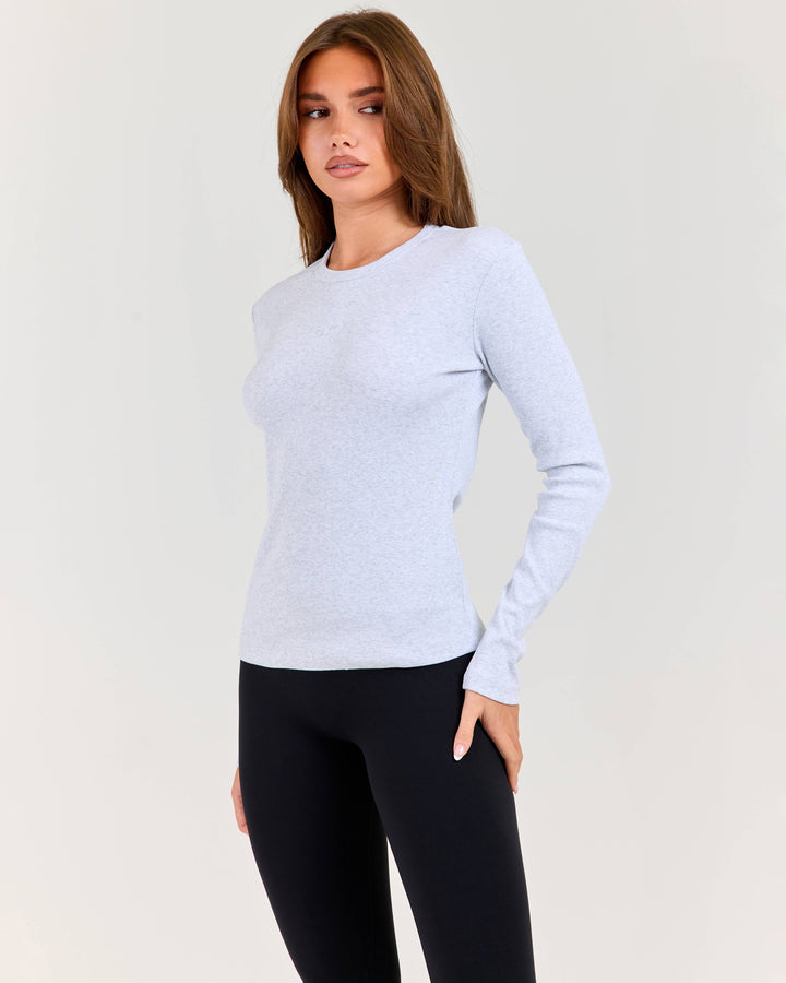 Ribbed Long Sleeve - Grey Marle