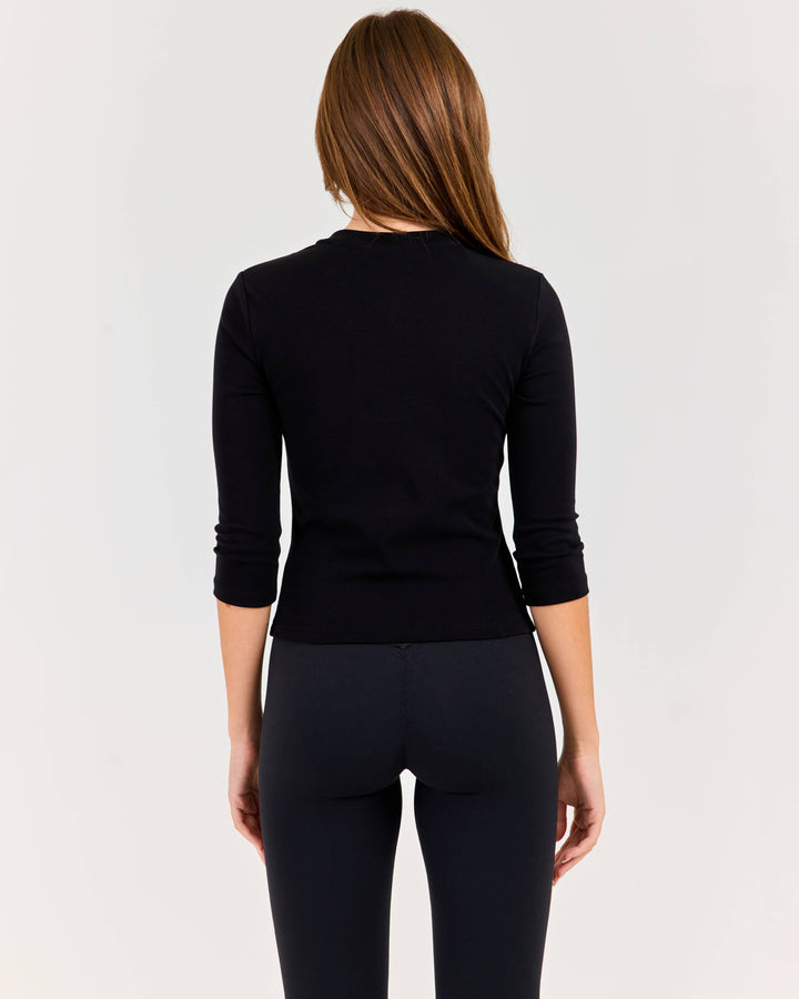Women's V Neck 3/4 Sleeve - Black