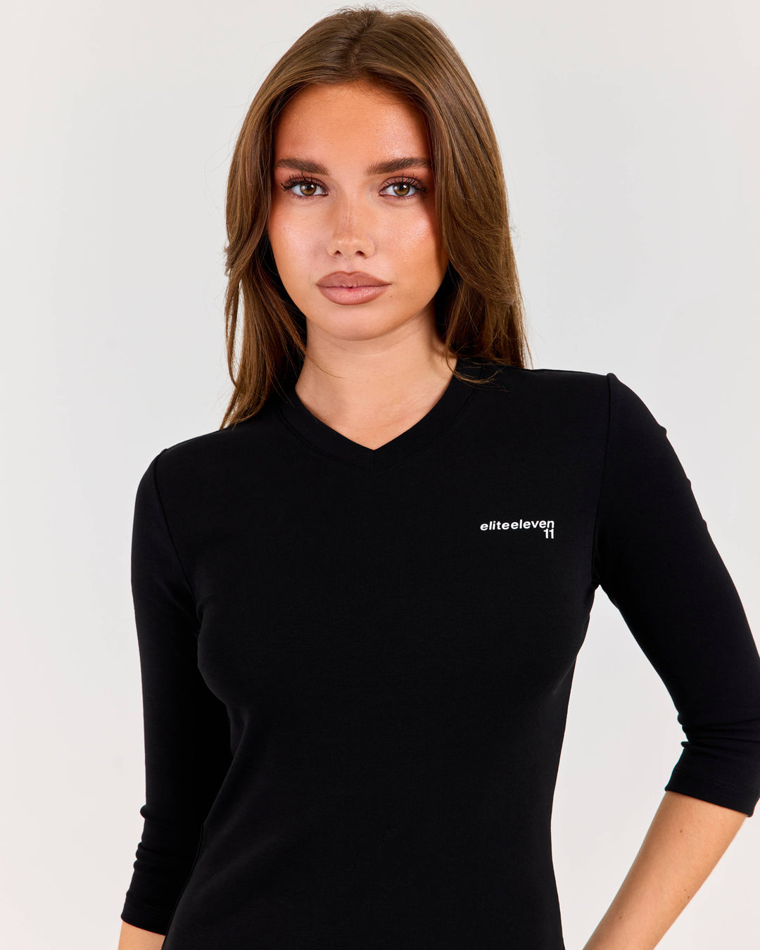 Women's V Neck 3/4 Sleeve - Black