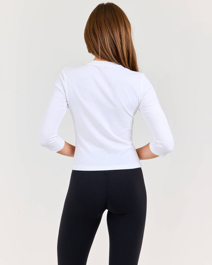 Women's V Neck 3/4 Sleeve - White