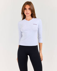 Women's V Neck 3/4 Sleeve - Grey Marle