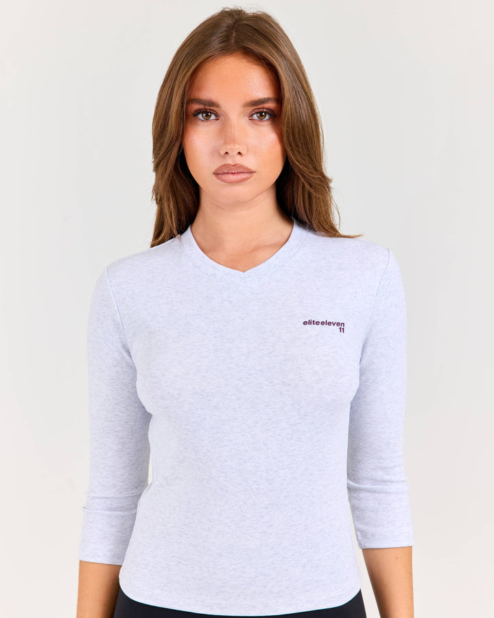 Women's V Neck 3/4 Sleeve - Grey Marle
