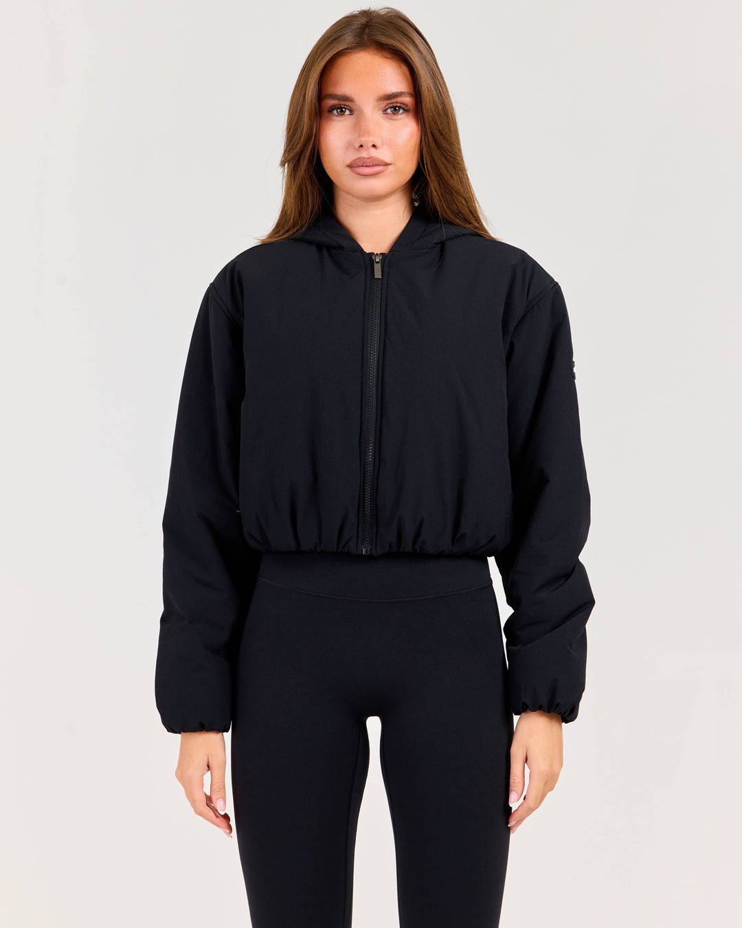 Float Cropped Hooded Jacket - Black