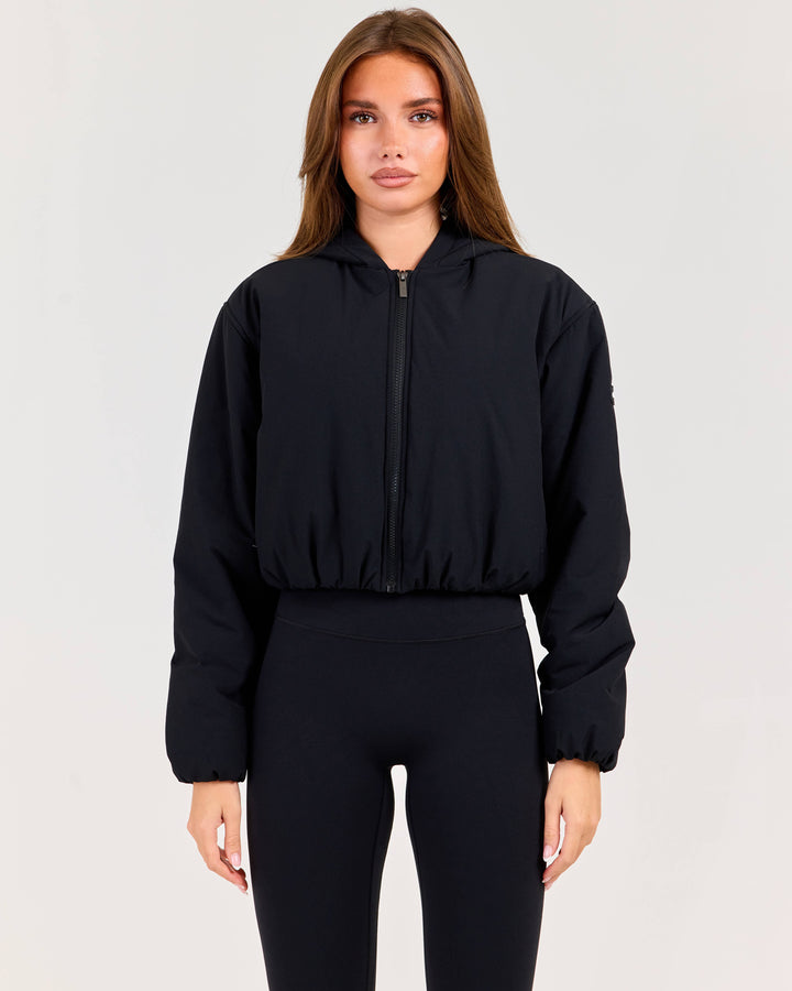 Float Cropped Hooded Jacket - Black