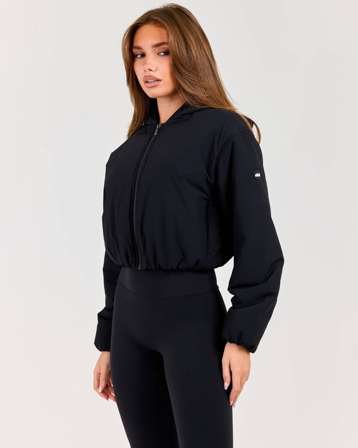 Float Cropped Hooded Jacket - Black