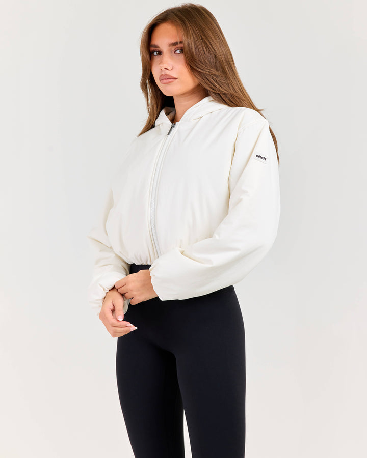 Float Cropped Hooded Jacket - Bone