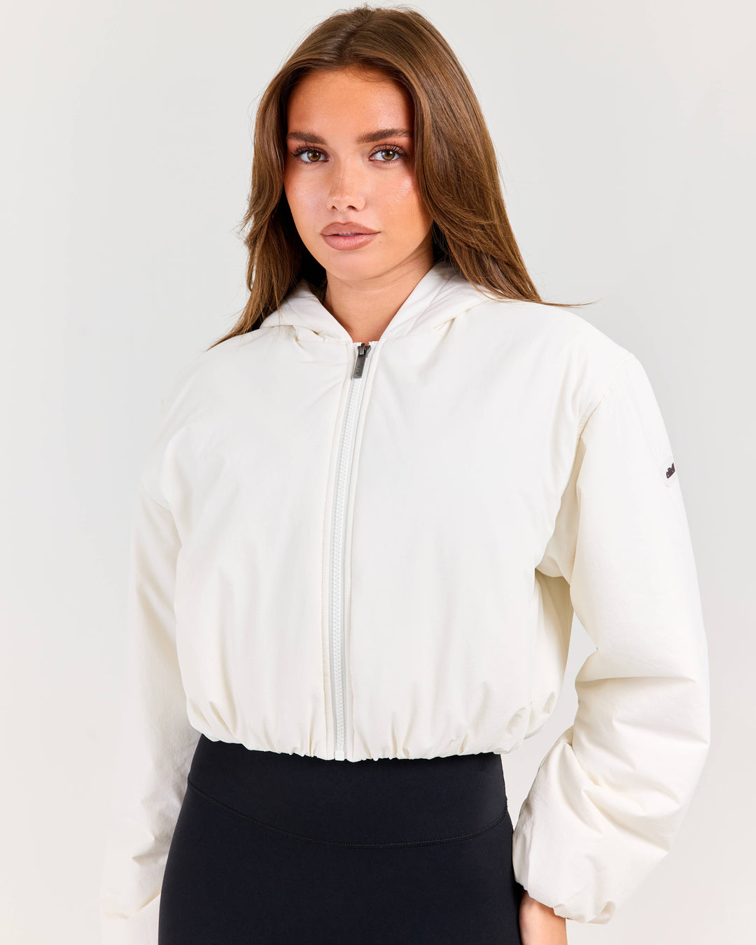 Float Cropped Hooded Jacket - Bone