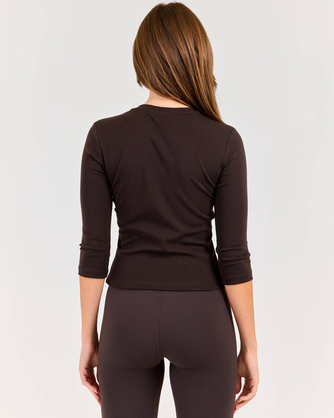 Women's V Neck 3/4 Sleeve - Coffee Bean