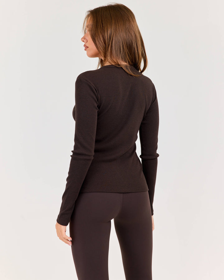 Ribbed Long Sleeve - Coffee Bean