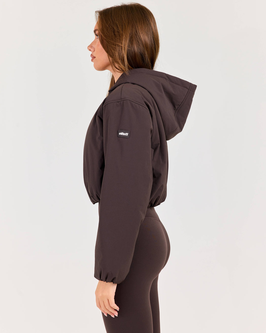 Float Cropped Hooded Jacket - Coffee Bean